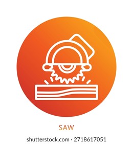 Ilustración Mini Del Icono Del Gradiente De La Sierra, Uso Para El Concepto Moderno, Impresión, Ui, Kit De La Ux, Web Y Desarrollo Del App. Vector Relacionado Con Bomberos, Rescate Y Más