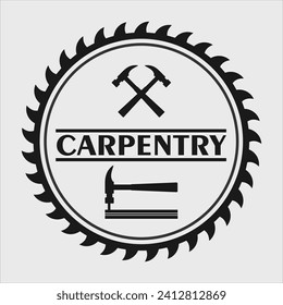 saw and hammer carpentry logo vector illustration design