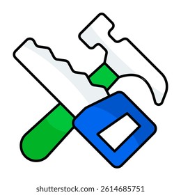 Saw with hammer denoting concept of repair tools