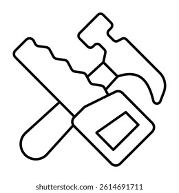 Saw with hammer denoting concept of repair tools