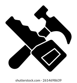 Saw with hammer denoting concept of repair tools