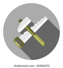 a saw and a hammer, flat vector illustration. Instumenty for repair. Long shadow.
