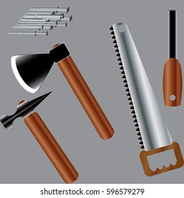 Saw and hammer icon vector