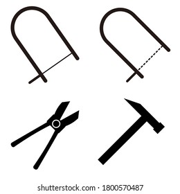 
saw, hammer, scissors icon set
