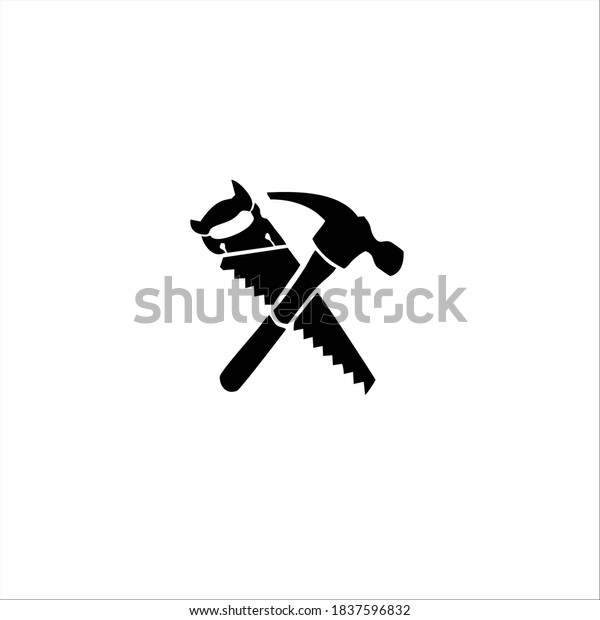 Logotipo de símbolo Saw y Hammer. vector de stock (libre de regalías