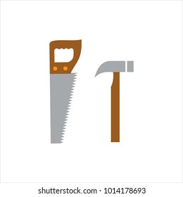 saw and hammer tool woodworking carpenter vector 
