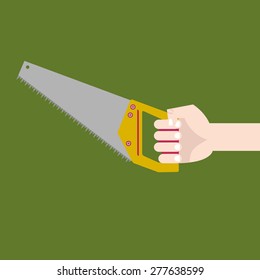 saw in hand flat illustration