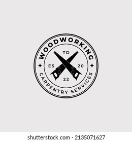 saw, handsaw, woodwork or carpentry logo vector illustration design
