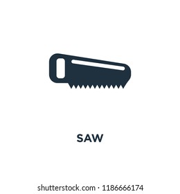 Saw icon. Black filled vector illustration. Saw symbol on white background. Can be used in web and mobile.