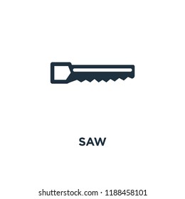 Saw icon. Black filled vector illustration. Saw symbol on white background. Can be used in web and mobile.