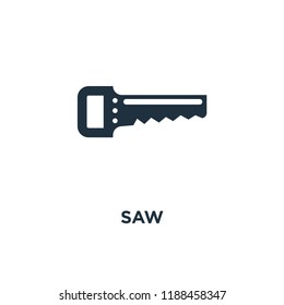 Saw icon. Black filled vector illustration. Saw symbol on white background. Can be used in web and mobile.