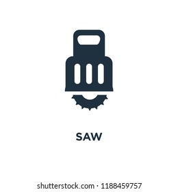 Saw icon. Black filled vector illustration. Saw symbol on white background. Can be used in web and mobile.
