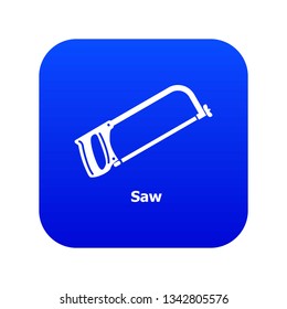 Saw icon blue vector isolated on white background