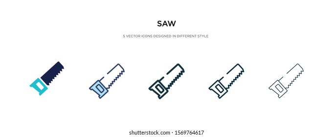 saw icon in different style vector illustration. two colored and black saw vector icons designed in filled, outline, line and stroke style can be used for web, mobile, ui