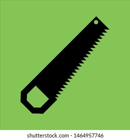 Saw icon isolated on green background. 