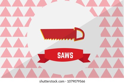 Saw icon, isolated on white background. Hand saw, symbol. Vector illustration. Tools carpenter, repairmen. Vector illustration flat design.