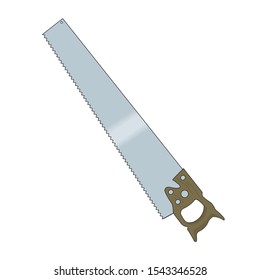 Saw icon, isolated on white background. Hand saw isolated, symbol. Vector illustration. Tools carpenter, repairmen. Vector illustration flat design.