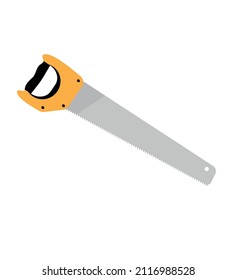 Sah Symbol einzeln auf weißem Hintergrund. Handsäge einzeln, Symbol. Vektorgrafik. Werkzeuge Tischler, Reparaturen. Flaches design, Vektorgrafik.
