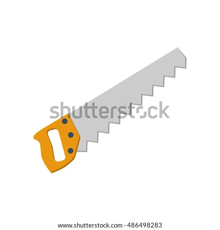 Saw icon, isolated on white background. Hand saw isolated, symbol. Vector illustration. Tools carpenter, repairmen. Vector illustration flat design.