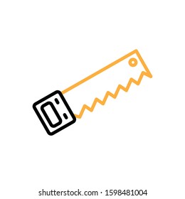 Saw icon. Line and two colour design template