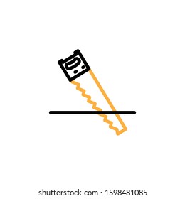 Saw icon. Line and two colour design template