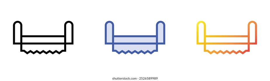 Icono de sierra. Lineal, relleno azul y diseño de estilo degradado aislado sobre fondo blanco