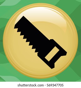 Saw icon on the white background.