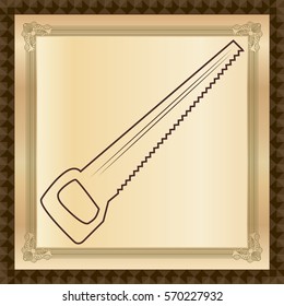 Saw icon on the white background, line contour
