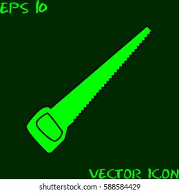 Saw icon on the white background, line contour
