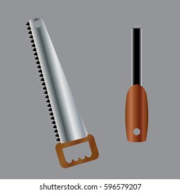 Saw icon on the white background.