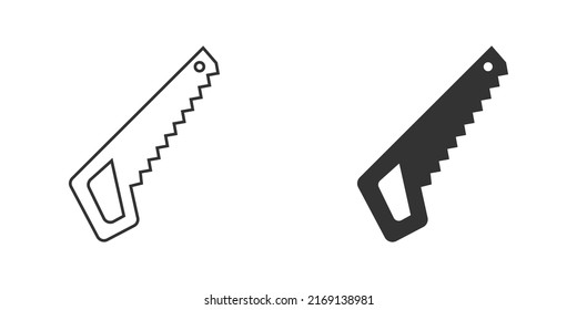 Saw icon in outline and flat style. Vector illustration.
