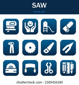 saw icon set. Vector  illustrations related with Fretsaw, Psychology and Playground