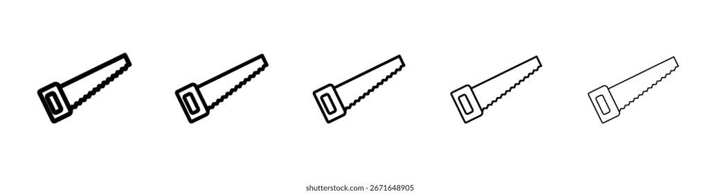 Icono de sierra Concepto de símbolo para el Diseño web. Icono de Vector de línea simple. Ilustración de logotipo.