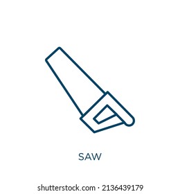 saw icon. Thin linear saw outline icon isolated on white background. Line vector saw sign, symbol for web and mobile