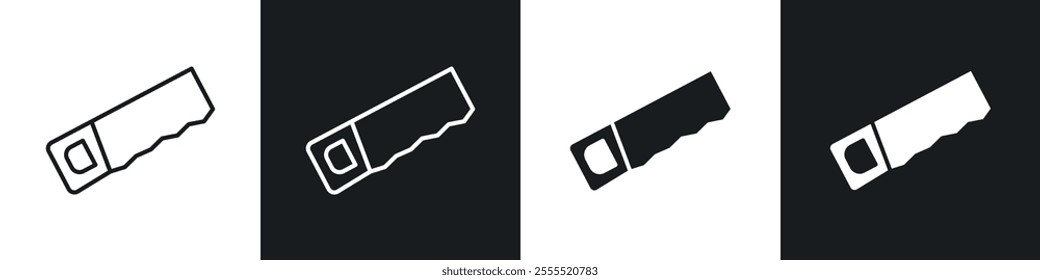 Saw icon vector collection in black and white.