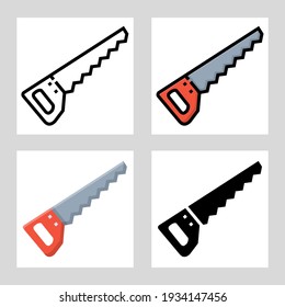 diseño de vectores de icono de sierra en forma de relleno, delgado, contorno y plano.
