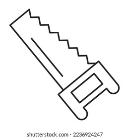 Saw icon vector isolated. Illustration of a repair instrument with a sharp blade. Tool made of metal and wood.