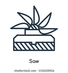 Saw icon vector isolated on white background, Saw transparent sign , thin symbols or lined elements in outline style