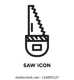 Saw icon vector isolated on white background, Saw transparent sign , line symbol or linear element design in outline style