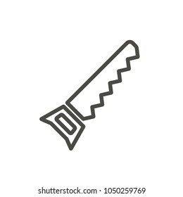 Saw icon vector. Line work tool symbol. Trendy flat outline ui sign design. Thin linear graphic pictogram for web site, mobile application. Logo illustration. Eps10.
