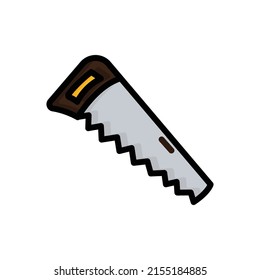 Saw icon vector. Tooling, furniture, felling. Filled line icon style. simple design editable. Design simple illustration