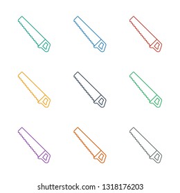 saw icon white background. Editable line saw icon from construction. Trendy saw icon for web and mobile.