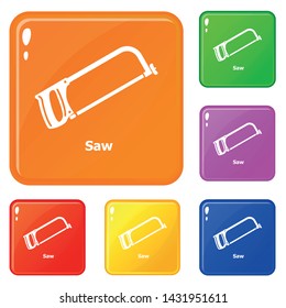 Saw icons set collection vector 6 color isolated on white background