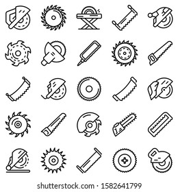 Saw icons set. Outline set of saw vector icons for web design isolated on white background
