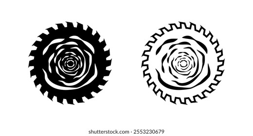 Vi iconos. Iconos de anillos de crecimiento de árboles. Estilo lineal y de silueta. Iconos del vector.