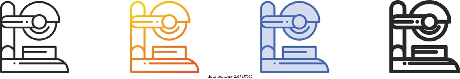 icono de la sierra. Diseño lineal delgado, degradado, trazo azul y estilo audaz aislado sobre fondo blanco