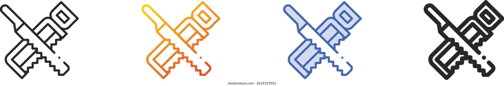 saw icon.Thin Linear, Gradient, Blue Stroke and bold Style Design Isolated On White Background