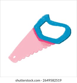 Saw Illustration with crayon style editable for cards, poster decorations, t-shirt prints, stickers, icons and others