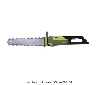 Saw Isolated. Power Saw Electric Tool For Sawing Materials. Manual Saw. Flat Vector Illustration.