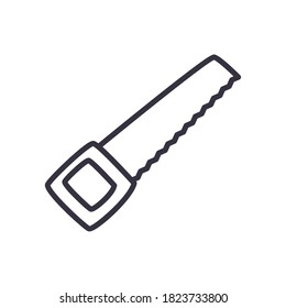 saw line style icon design of Construction working maintenance workshop repairing progress labor and industrial theme Vector illustration